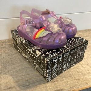 Mini Melissa Toddler Size 8 Gray and Purple Rainbow Star Jelly Sandal
